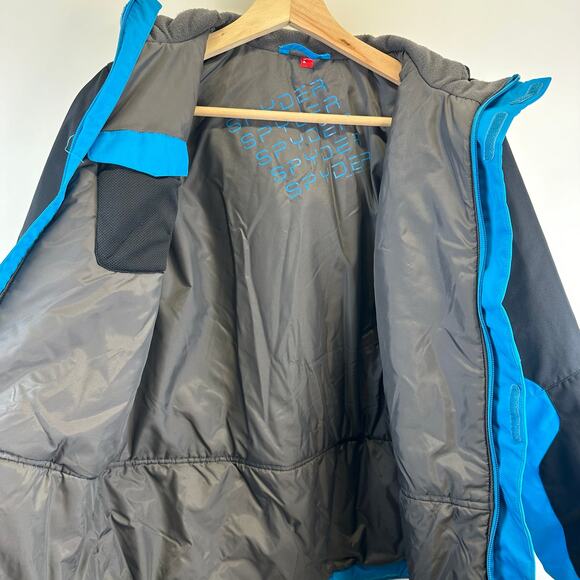 Spyder Leader Full Zip Insulated Winter Jacket Blue Black Colorblock Youth 14 - Picture 8 of 16